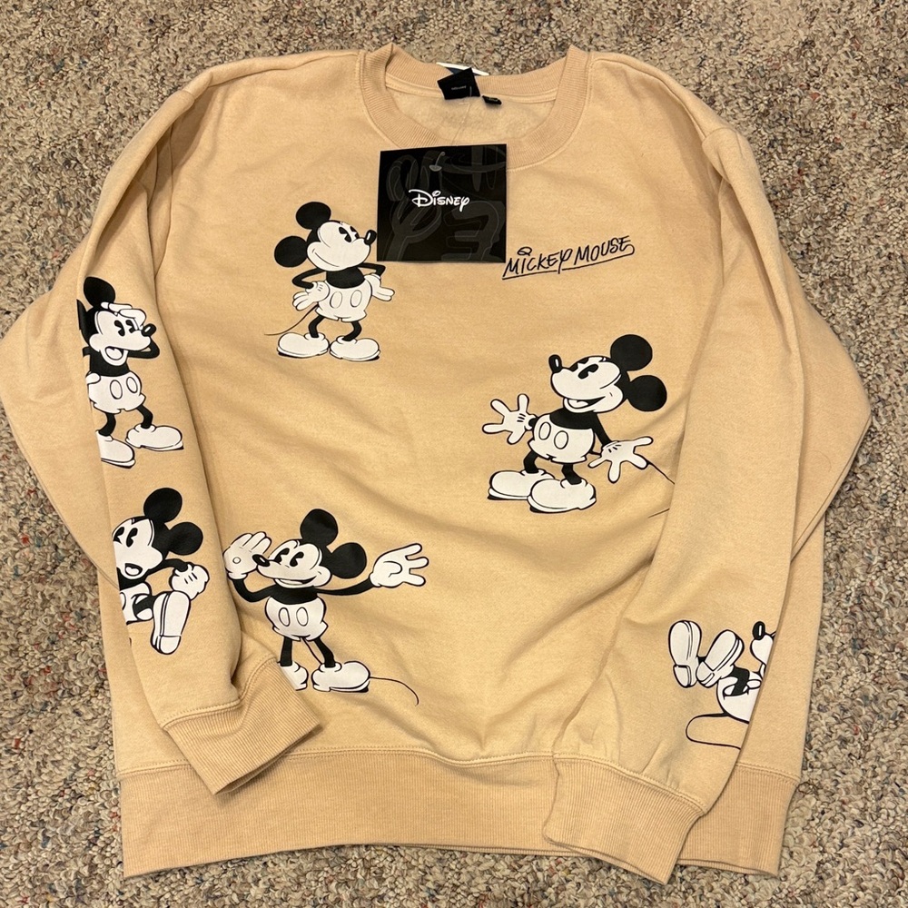 Disney Mickey Mouse Beige Crewneck Sweater